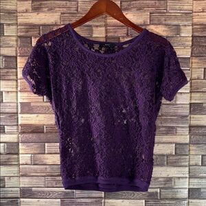 EUC Medium IRIS Deep Purple Lace Blouse